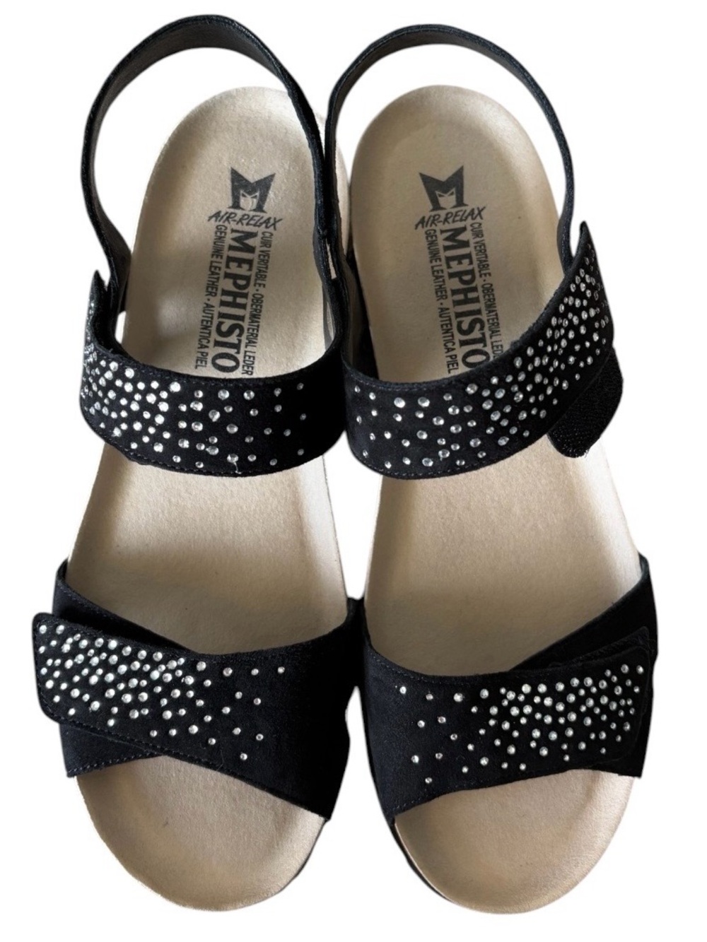 NEW Mephisto Vic Spark Air Relax Black Rhinestone Nubuck Wedge EU 40 US 9.5 - Picture 3 of 15